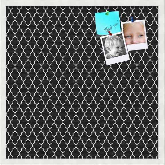 PinPix 24x24 Custom Cork Bulletin Board Quatrefoil Black Poster Board Has a Fabric Style Canvas Finish, Framed in Quatrefoil Black, by ArtToFrames (PinPix-116)