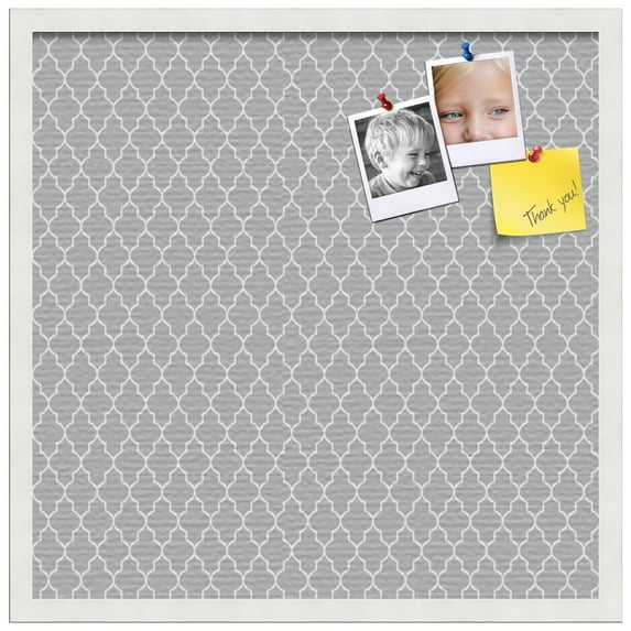PinPix 24x24 Custom Cork Bulletin Board Quatrefoil Grey Poster Board Has a Fabric Style Canvas Finish, Framed in Quatrefoil Grey, by ArtToFrames (PinPix-284)