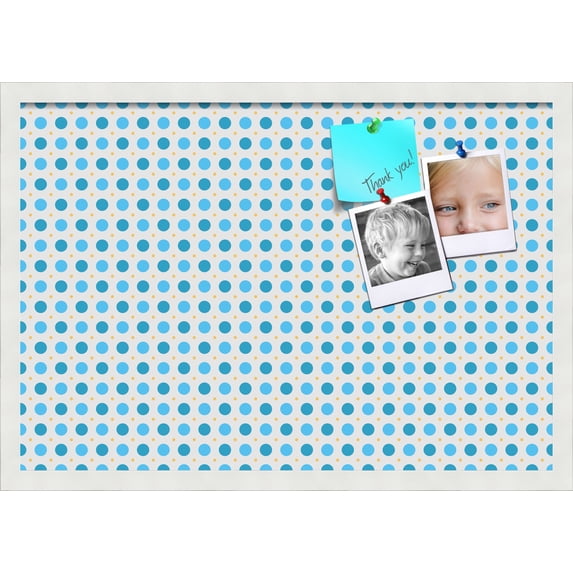PinPix 26x18 Custom Cork Bulletin Board Bule Polka Dot Poster Board Has a Fabric Style Canvas Finish, Framed in Bule Polka Dot, by ArtToFrames (PinPix-341)