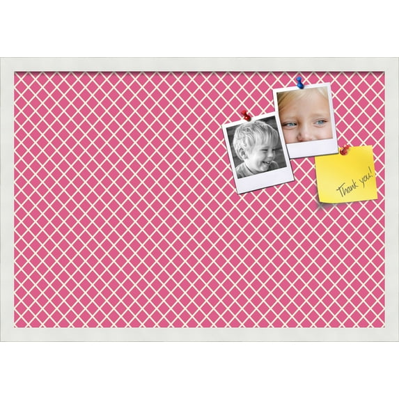 PinPix 26x18 Custom Cork Bulletin Board Hot Pink Diamond Poster Board Has a Fabric Style Canvas Finish, Framed in Hot Pink Diamond, by ArtToFrames (PinPix-302)