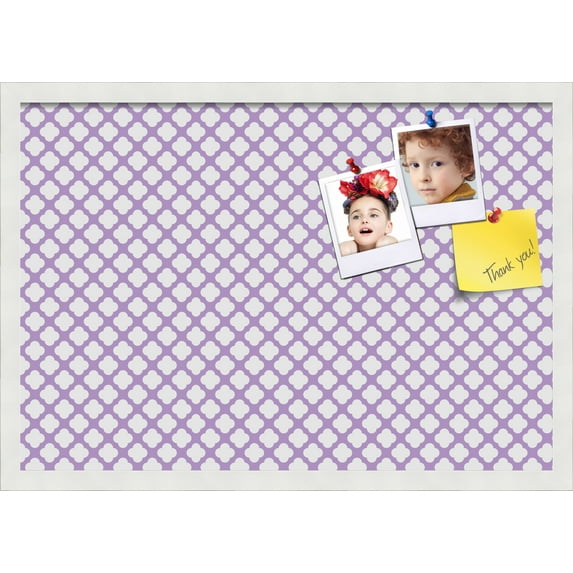 PinPix 26x18 Custom Cork Bulletin Board Light Purple Clover Poster Board Has a Fabric Style Canvas Finish, Framed in Light Purple Clover, by ArtToFrames (PinPix-539)