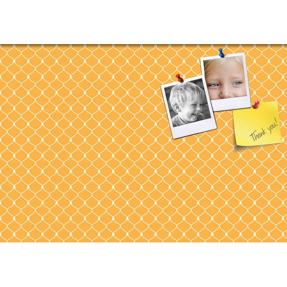 PinPix 26x18 Custom Cork Bulletin Board Orange Chain Poster Board Has a Fabric Style Canvas Finish, Framed in Orange Chain, by ArtToFrames (PinPix-577)