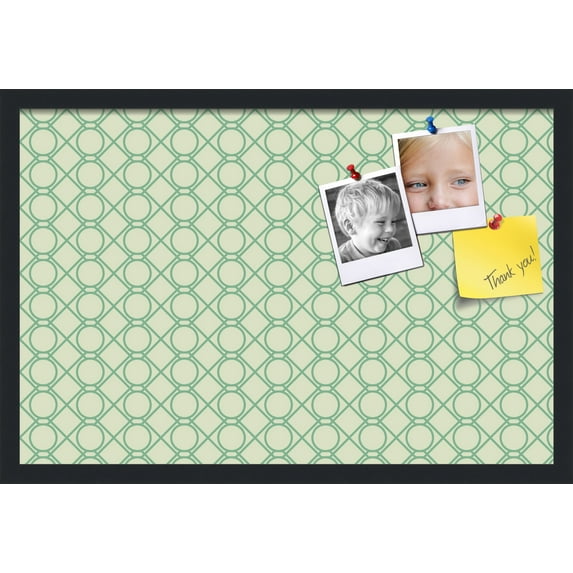 PinPix 27x18 Custom Cork Bulletin Board Green Diamond Poster Board Has a Fabric Style Canvas Finish, Framed in Green Diamond, by ArtToFrames (PinPix-586)
