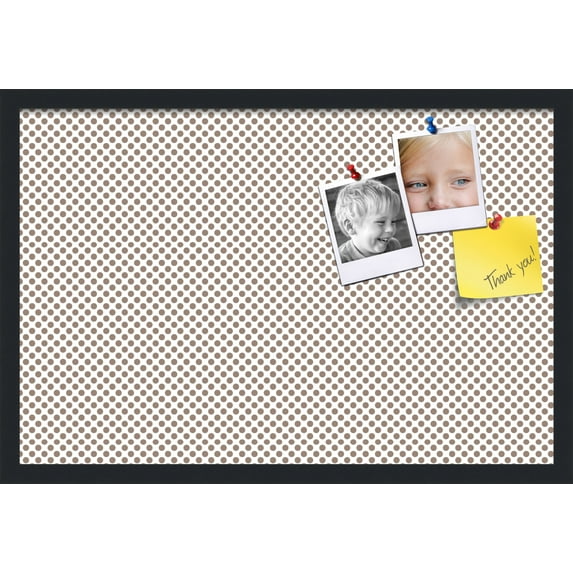 PinPix 27x18 Custom Cork Bulletin Board Light Brown Polka Dot Poster Board Has a Fabric Style Canvas Finish, Framed in Light Brown Polka Dot, by ArtToFrames (PinPix-502)