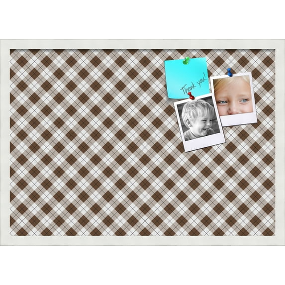 PinPix 27x19 Custom Cork Bulletin Board Argyle Brown Poster Board Has a Fabric Style Canvas Finish, Framed in Argyle Brown, by ArtToFrames (PinPix-631)