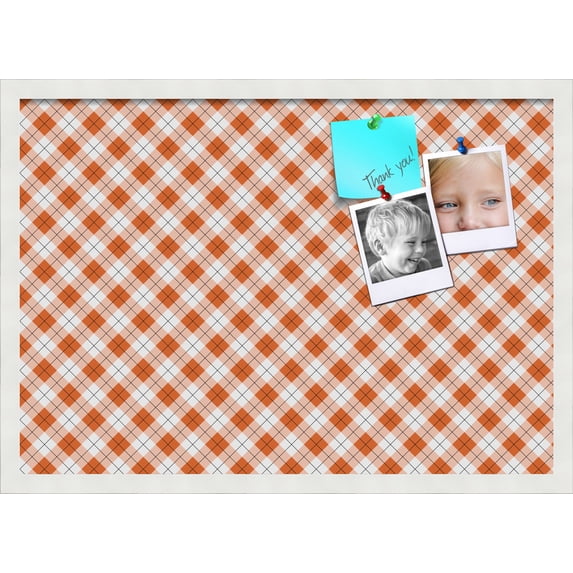PinPix 27x19 Custom Cork Bulletin Board Argyle Burnt Orange Poster Board Has a Fabric Style Canvas Finish, Framed in Argyle Burnt Orange, by ArtToFrames (PinPix-634)