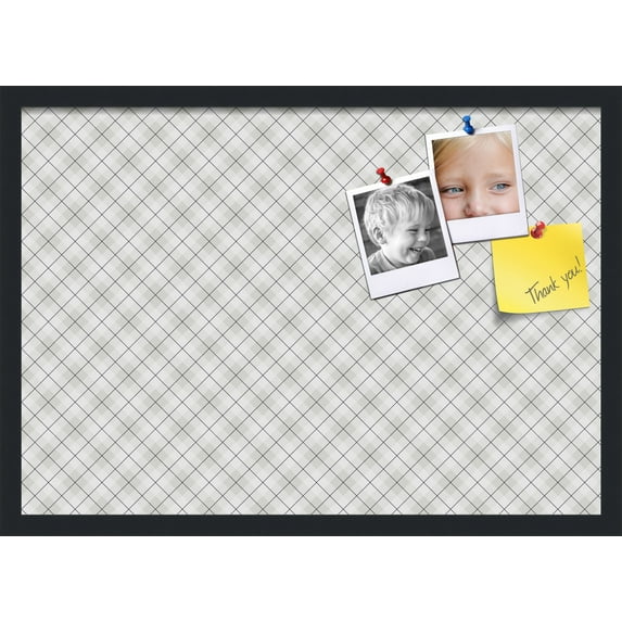 PinPix 27x19 Custom Cork Bulletin Board Argyle Gray Poster Board Has a Fabric Style Canvas Finish, Framed in Argyle Gray, by ArtToFrames (PinPix-638)