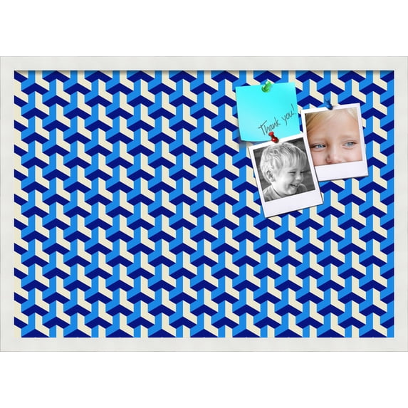 PinPix 27x19 Custom Cork Bulletin Board Baus Blue Beige Poster Board Has a Fabric Style Canvas Finish, Framed in Baus Blue Beige, by ArtToFrames (PinPix-1532)