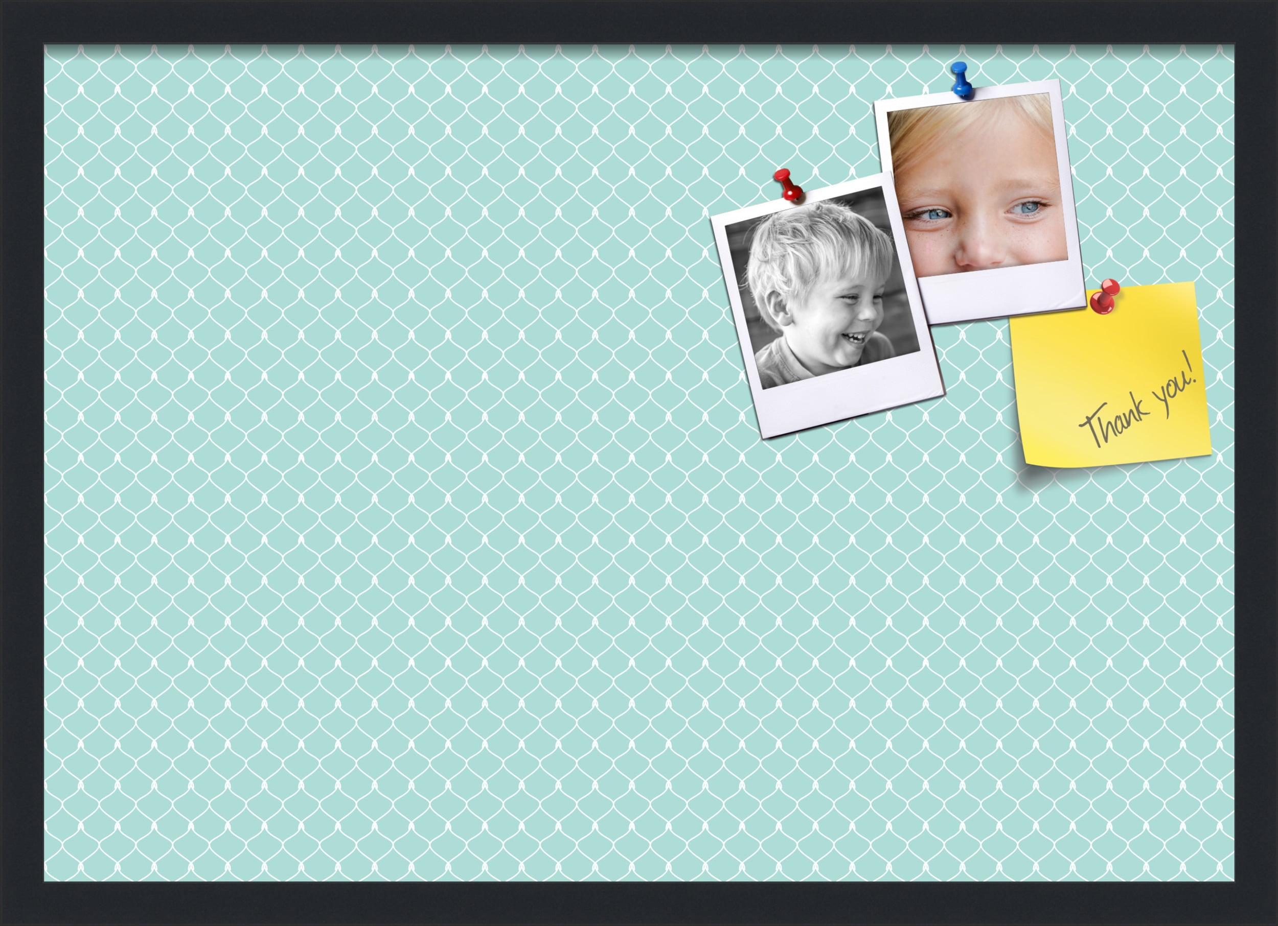 PinPix 27x19 Custom Cork Bulletin Board Blue Chain Poster Board Has a Fabric Style Canvas Finish, Framed in Blue Chain, by ArtToFrames (PinPix-571)