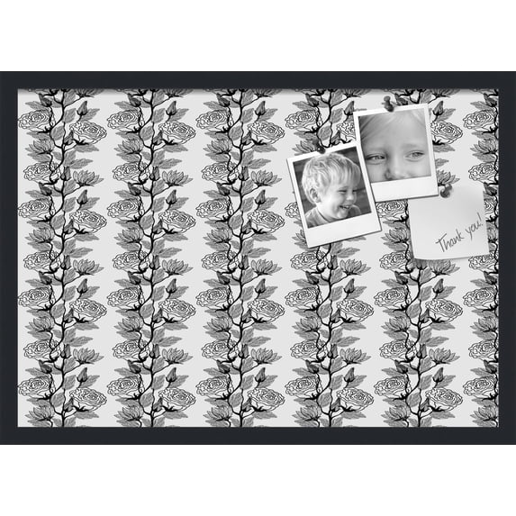 PinPix 27x19 Custom Cork Bulletin Board Floral design Secret Rose Garden Poster Board Has a Fabric Style Canvas Finish, Framed in Floral design Secret Rose Garden, by ArtToFrames (PinPix-203)