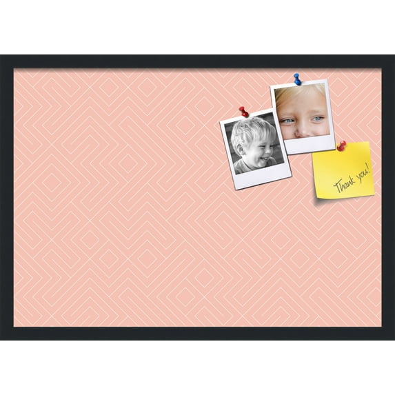 PinPix 27x19 Custom Cork Bulletin Board Maze Salmon Poster Board Has a Fabric Style Canvas Finish, Framed in Maze Salmon, by ArtToFrames (PinPix-1834)
