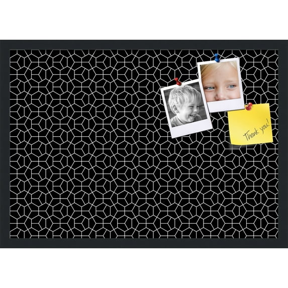 PinPix 27x19 Custom Cork Bulletin Board Modeco Hex W B Poster Board Has a Fabric Style Canvas Finish, Framed in Modeco Hex W B, by ArtToFrames (PinPix-1730)
