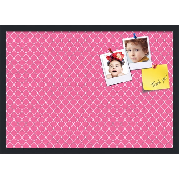 PinPix 27x19 Custom Cork Bulletin Board Pink Chain Poster Board Has a Fabric Style Canvas Finish, Framed in Pink Chain, by ArtToFrames (PinPix-578)
