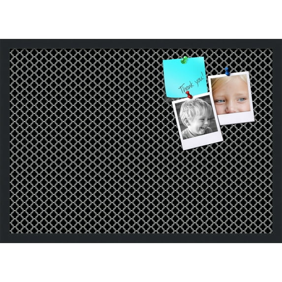 PinPix 27x19 Custom Cork Bulletin Board White - Black Clover Poster Board Has a Fabric Style Canvas Finish, Framed in White - Black Clover, by ArtToFrames (PinPix-135)