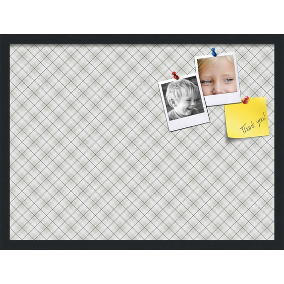 PinPix 27x20 Custom Cork Bulletin Board Argyle Gray Poster Board Has a Fabric Style Canvas Finish, Framed in Argyle Gray, by ArtToFrames (PinPix-638)