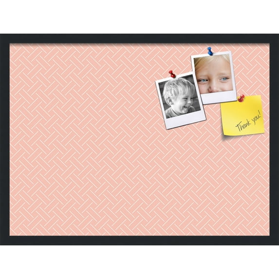 PinPix 27x20 Custom Cork Bulletin Board Lattice Salmon Poster Board Has a Fabric Style Canvas Finish, Framed in Lattice Salmon, by ArtToFrames (PinPix-1824)