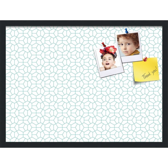 PinPix 27x20 Custom Cork Bulletin Board Modeco Hex Aqua Poster Board Has a Fabric Style Canvas Finish, Framed in Modeco Hex Aqua, by ArtToFrames (PinPix-1540)