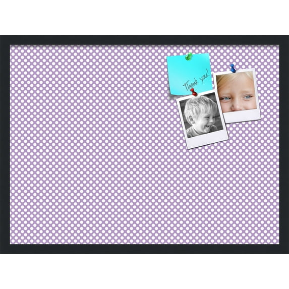 PinPix 27x20 Custom Cork Bulletin Board Purple Polka Dot Poster Board Has a Fabric Style Canvas Finish, Framed in Purple Polka Dot, by ArtToFrames (PinPix-504)