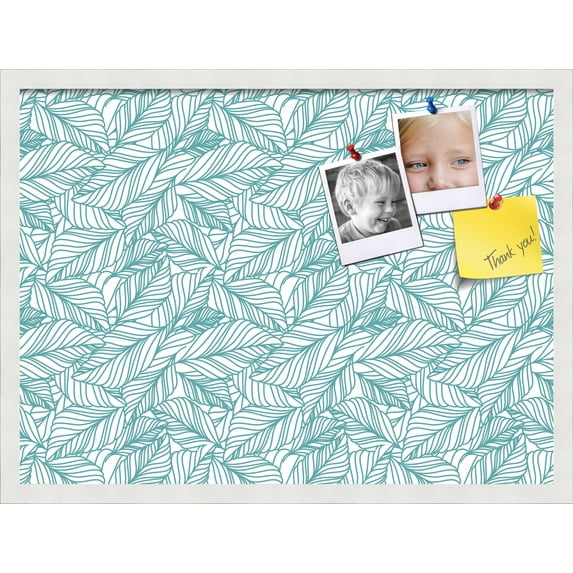 PinPix 27x20 Custom Cork Bulletin Board White Aqua Poster Board Has a Fabric Style Canvas Finish, Framed in White Aqua, by ArtToFrames (PinPix-1876)