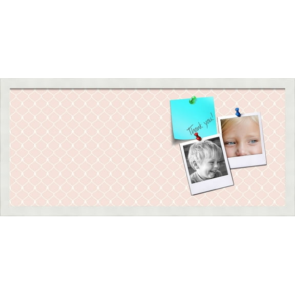 PinPix 28x12 Custom Cork Bulletin Board Baby Pink Chain Poster Board Has a Fabric Style Canvas Finish, Framed in Baby Pink Chain, by ArtToFrames (PinPix-575)