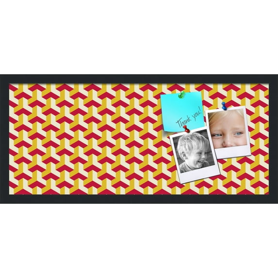 PinPix 28x12 Custom Cork Bulletin Board Baus Red Gold Poster Board Has a Fabric Style Canvas Finish, Framed in Baus Red Gold, by ArtToFrames (PinPix-1533)
