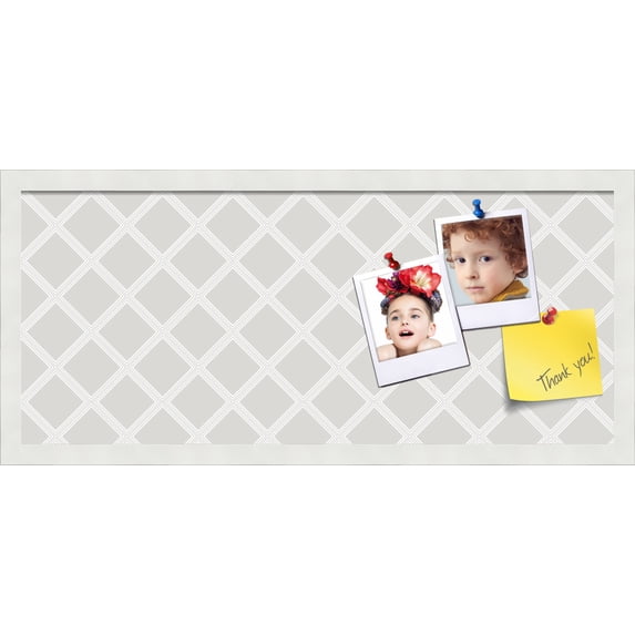 PinPix 28x12 Custom Cork Bulletin Board Diamond Modern Pattern Grey Poster Board Has a Fabric Style Canvas Finish, Framed in Diamond Modern Pattern Grey, by ArtToFrames (PinPix-1802)