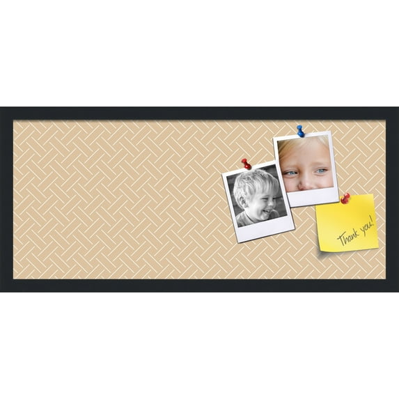 PinPix 28x12 Custom Cork Bulletin Board Lattice Beige Poster Board Has a Fabric Style Canvas Finish, Framed in Lattice Beige, by ArtToFrames (PinPix-1820)