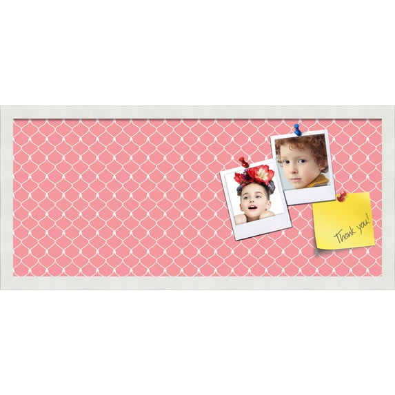 PinPix 28x12 Custom Cork Bulletin Board Light Pink Chain Poster Board Has a Fabric Style Canvas Finish, Framed in Light Pink Chain, by ArtToFrames (PinPix-574)