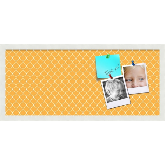 PinPix 28x12 Custom Cork Bulletin Board Orange Chain Poster Board Has a Fabric Style Canvas Finish, Framed in Orange Chain, by ArtToFrames (PinPix-577)