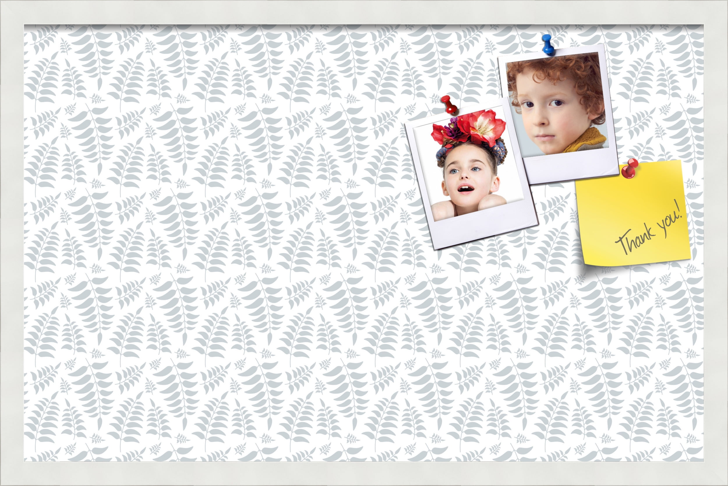 PinPix 28x18 Custom Cork Bulletin Board Fern Lt Grey Poster Board Has a Fabric Style Canvas Finish, Framed in Fern Lt Grey, by ArtToFrames (PinPix-1584)