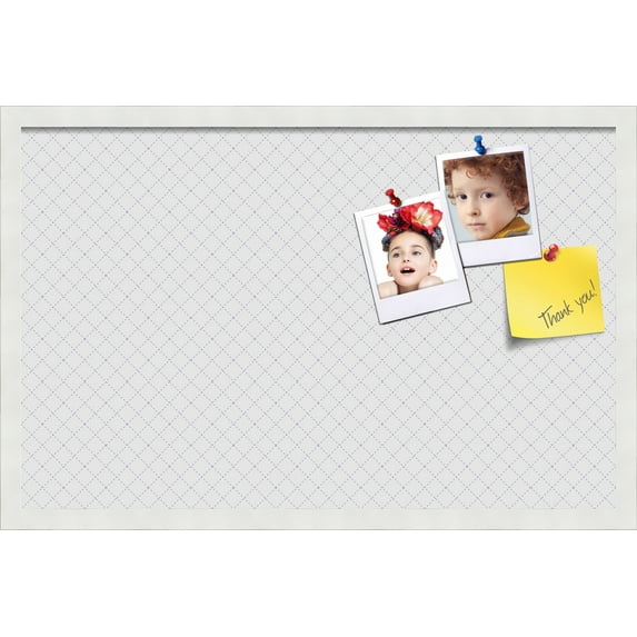 PinPix 28x18 Custom Cork Bulletin Board Light Grey Diamond Poster Board Has a Fabric Style Canvas Finish, Framed in Light Grey Diamond, by ArtToFrames (PinPix-524)