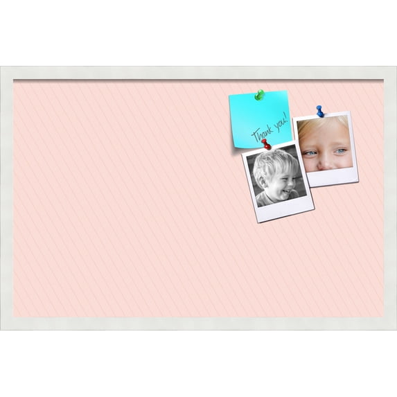 PinPix 28x18 Custom Cork Bulletin Board Lux Stripes Grapefruit Poster Board Has a Fabric Style Canvas Finish, Framed in Lux Stripes Grapefruit, by ArtToFrames (PinPix-1670)