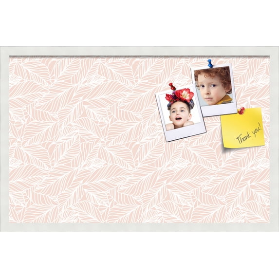 PinPix 28x18 Custom Cork Bulletin Board Peach White Poster Board Has a Fabric Style Canvas Finish, Framed in Peach White, by ArtToFrames (PinPix-1874)