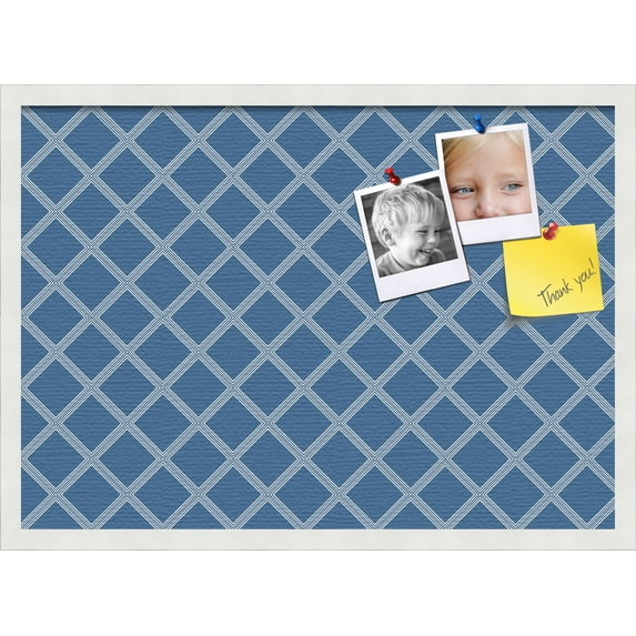 PinPix 28x20 Custom Cork Bulletin Board Diamond Modern Pattern Navy Poster Board Has a Fabric Style Canvas Finish, Framed in Diamond Modern Pattern Navy, by ArtToFrames (PinPix-1804)