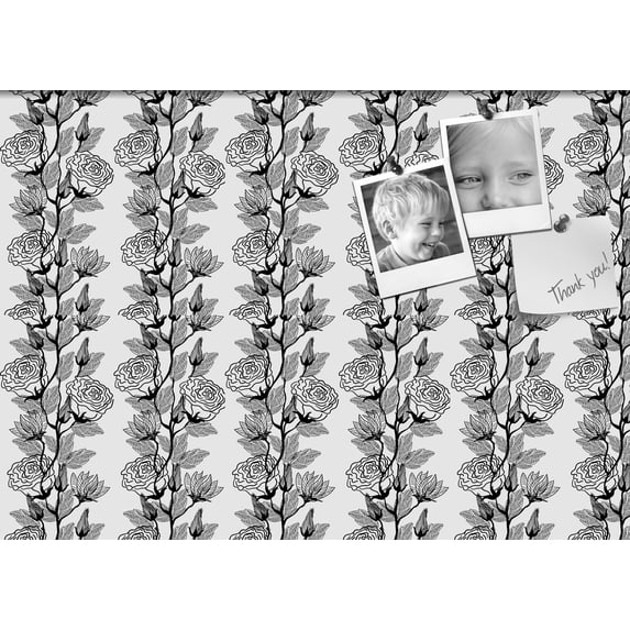 PinPix 28x20 Custom Cork Bulletin Board Floral Design Continuous Roses Poster Board Has a Fabric Style Canvas Finish, Framed in Floral Design Continuous Roses, by ArtToFrames (PinPix-204)