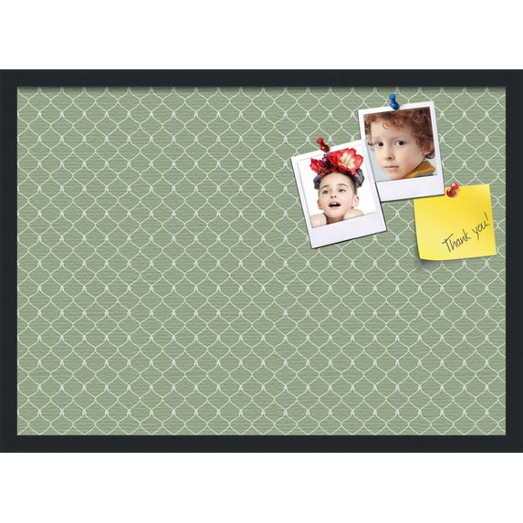 PinPix 28x20 Custom Cork Bulletin Board Green Chain Poster Board Has a Fabric Style Canvas Finish, Framed in Green Chain, by ArtToFrames (PinPix-572)