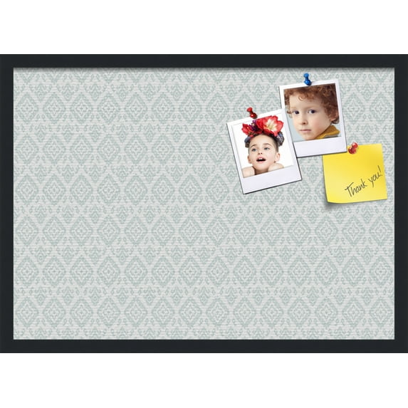 PinPix 28x20 Custom Cork Bulletin Board Ikat Vintage Lt Green Poster Board Has a Fabric Style Canvas Finish, Framed in Ikat Vintage Lt Green, by ArtToFrames (PinPix-1597)