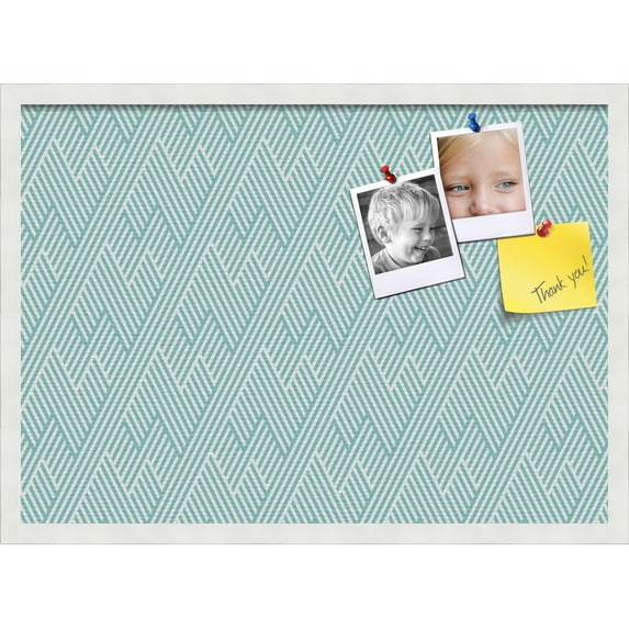 PinPix 28x20 Custom Cork Bulletin Board Modeco Zig Zag Aqua Poster Board Has a Fabric Style Canvas Finish, Framed in Modeco Zig Zag Aqua, by ArtToFrames (PinPix-1628)