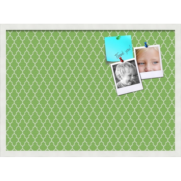 PinPix 28x20 Custom Cork Bulletin Board Quatrefoil Green Poster Board Has a Fabric Style Canvas Finish, Framed in Quatrefoil Green, by ArtToFrames (PinPix-281)