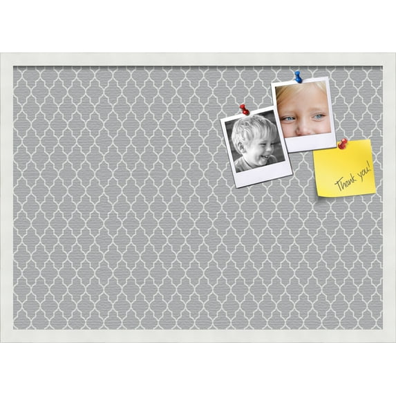 PinPix 28x20 Custom Cork Bulletin Board Quatrefoil Grey Poster Board Has a Fabric Style Canvas Finish, Framed in Quatrefoil Grey, by ArtToFrames (PinPix-284)