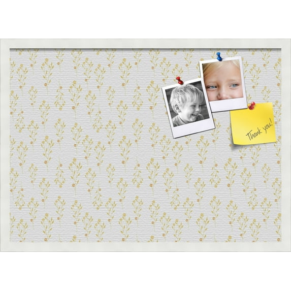 PinPix 28x20 Custom Cork Bulletin Board Vintage Botanical Gold Poster Board Has a Fabric Style Canvas Finish, Framed in Vintage Botanical Gold, by ArtToFrames (PinPix-1593)