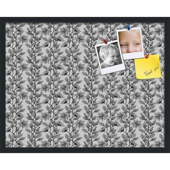 PinPix 28x22 Custom Cork Bulletin Board Floral Design Black Carnation Poster Board Has a Fabric Style Canvas Finish, Framed in Floral Design Black Carnation, by ArtToFrames (PinPix-202)