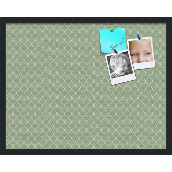 PinPix 28x22 Custom Cork Bulletin Board Green Chain Poster Board Has a Fabric Style Canvas Finish, Framed in Green Chain, by ArtToFrames (PinPix-572)