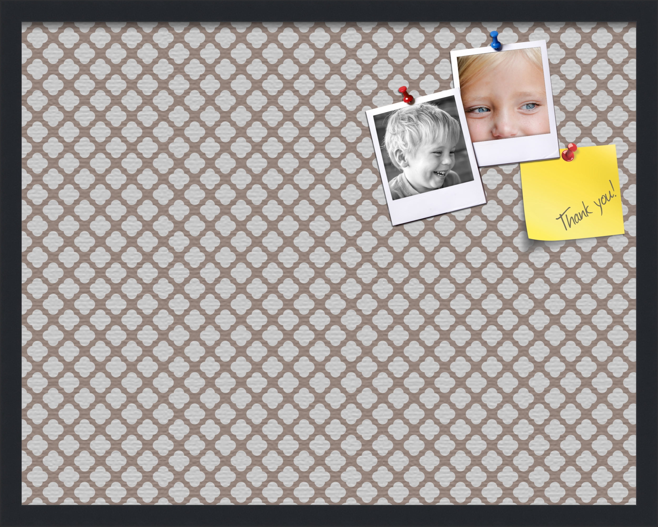 PinPix 28x22 Custom Cork Bulletin Board Light Brown Clover Poster Board Has a Fabric Style Canvas Finish, Framed in Light Brown Clover, by ArtToFrames (PinPix-540)