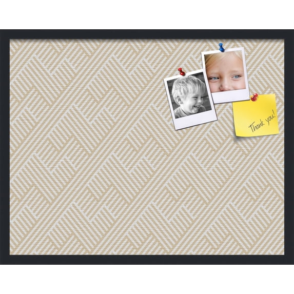 PinPix 28x22 Custom Cork Bulletin Board Modeco Zig Zag Beige Poster Board Has a Fabric Style Canvas Finish, Framed in Modeco Zig Zag Beige, by ArtToFrames (PinPix-1534)