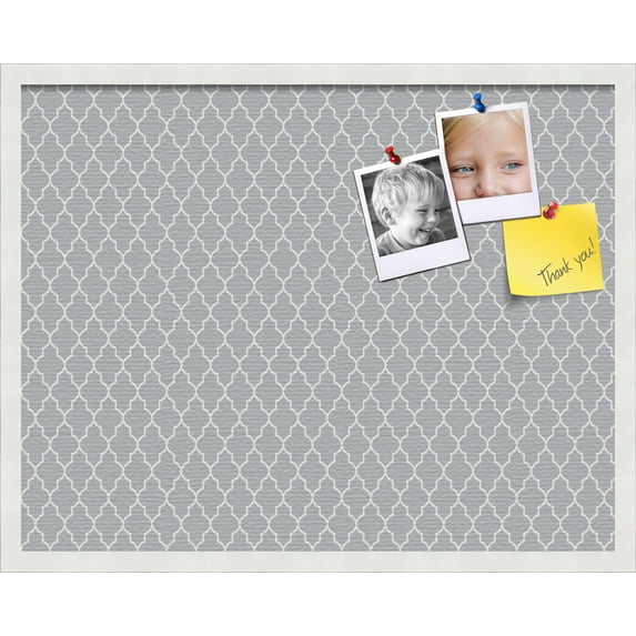 PinPix 28x22 Custom Cork Bulletin Board Quatrefoil Grey Poster Board Has a Fabric Style Canvas Finish, Framed in Quatrefoil Grey, by ArtToFrames (PinPix-284)