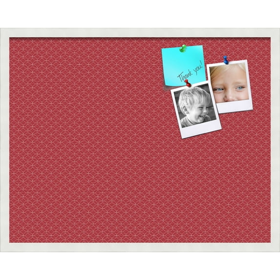 PinPix 28x22 Custom Cork Bulletin Board Red Circles Poster Board Has a Fabric Style Canvas Finish, Framed in Red Circles, by ArtToFrames (PinPix-500)