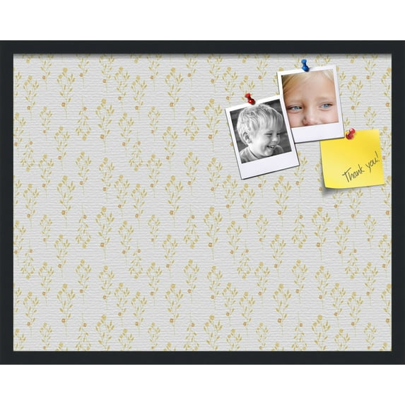 PinPix 28x22 Custom Cork Bulletin Board Vintage Botanical Gold Poster Board Has a Fabric Style Canvas Finish, Framed in Vintage Botanical Gold, by ArtToFrames (PinPix-1593)