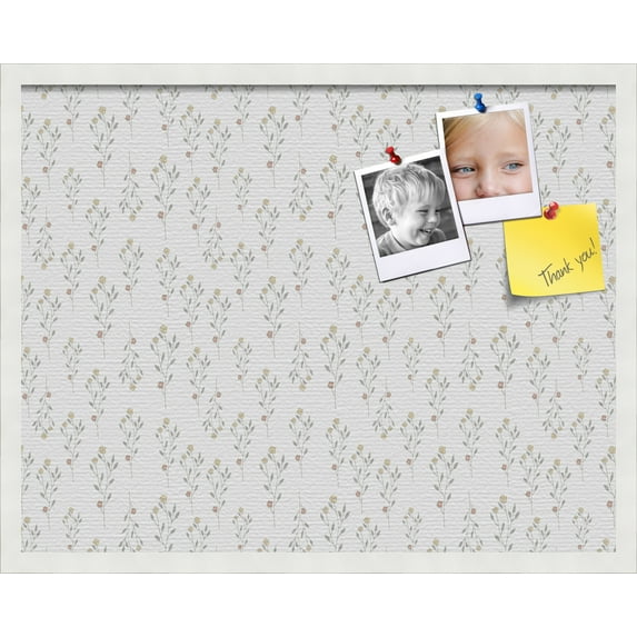 PinPix 28x22 Custom Cork Bulletin Board Vintage Botanical Pewter Poster Board Has a Fabric Style Canvas Finish, Framed in Vintage Botanical Pewter, by ArtToFrames (PinPix-1595)