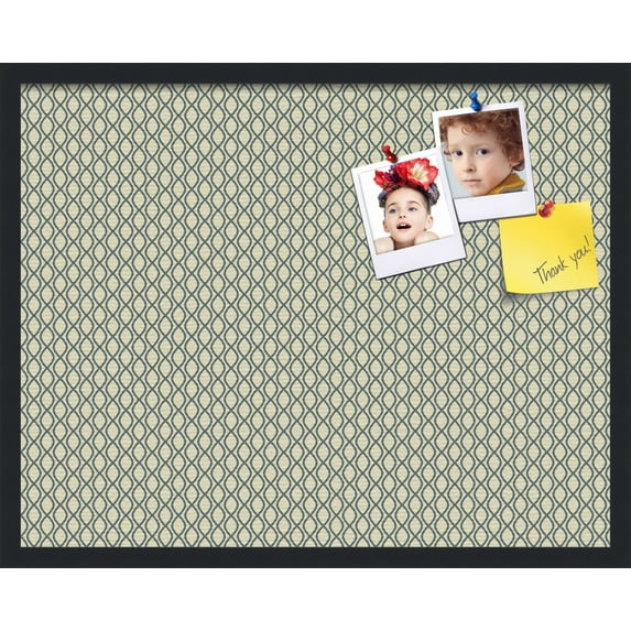 PinPix 28x22 Custom Cork Bulletin Board Yellow And Blue Waves Poster Board Has a Fabric Style Canvas Finish, Framed in Yellow And Blue Waves, by ArtToFrames (PinPix-321)